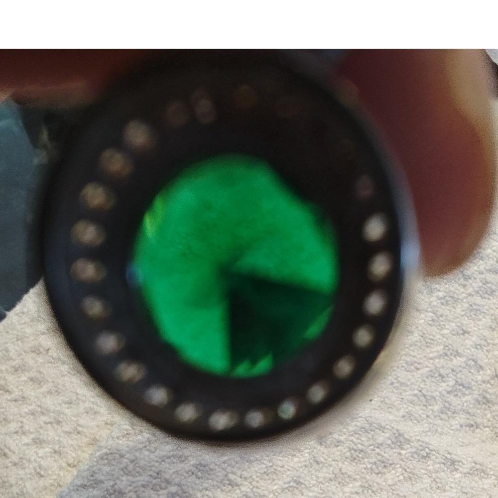 Pendant Green Silver Round Halo - Picture 5 of 8